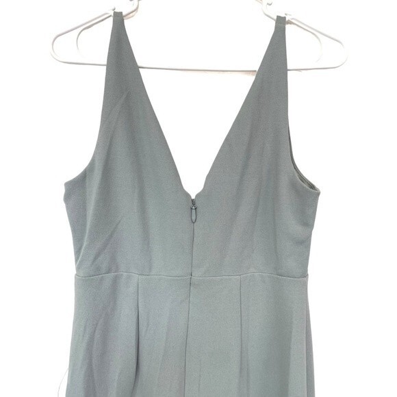 NWT Lulu’s | Dusty Blue Long V neck Dress M - Picture 3 of 7